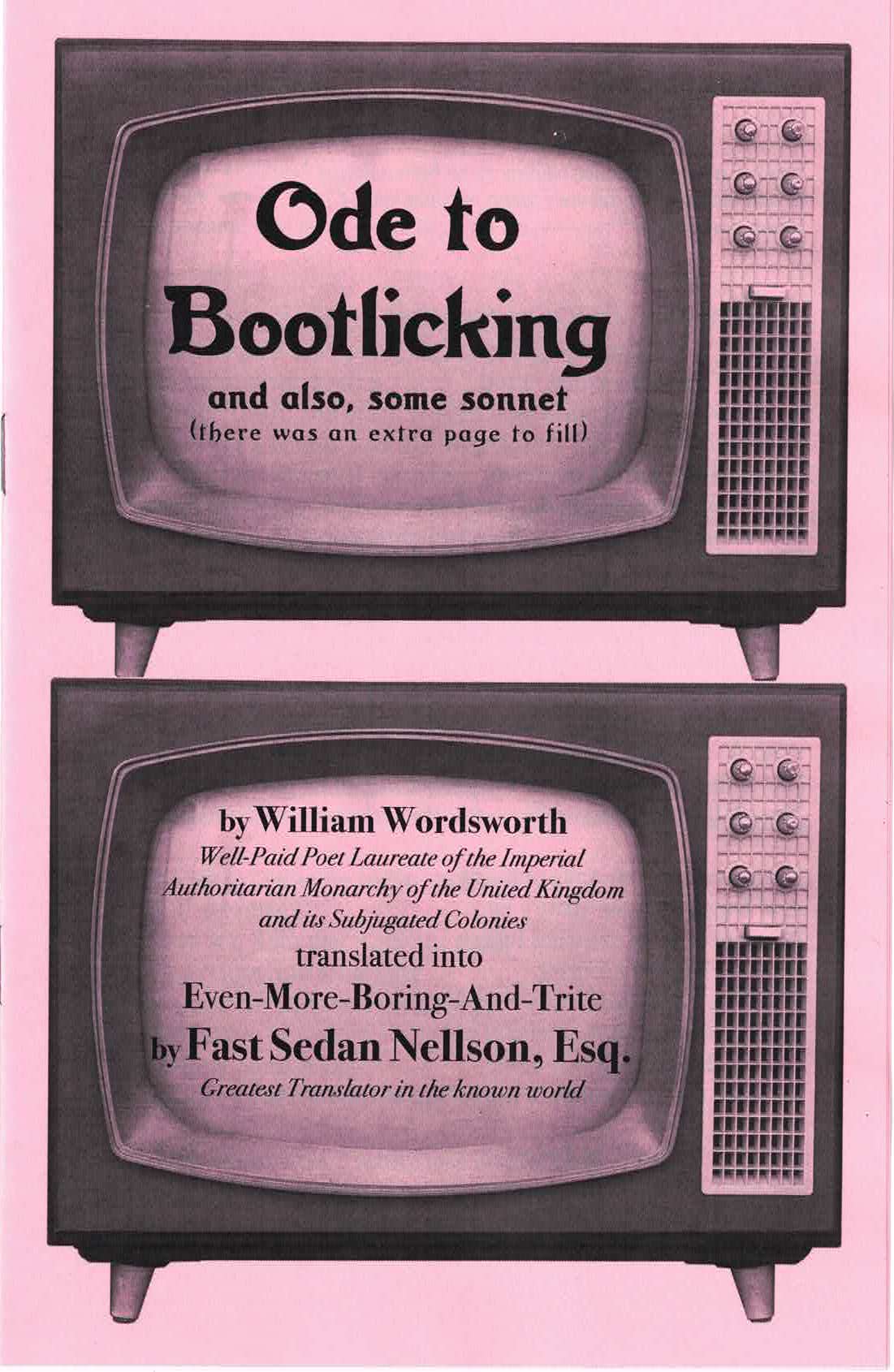 Wordsworth's "Ode to Bootlicking", Translated Into Even-More-Boring-and-Trite by Fast Sedan Nellson